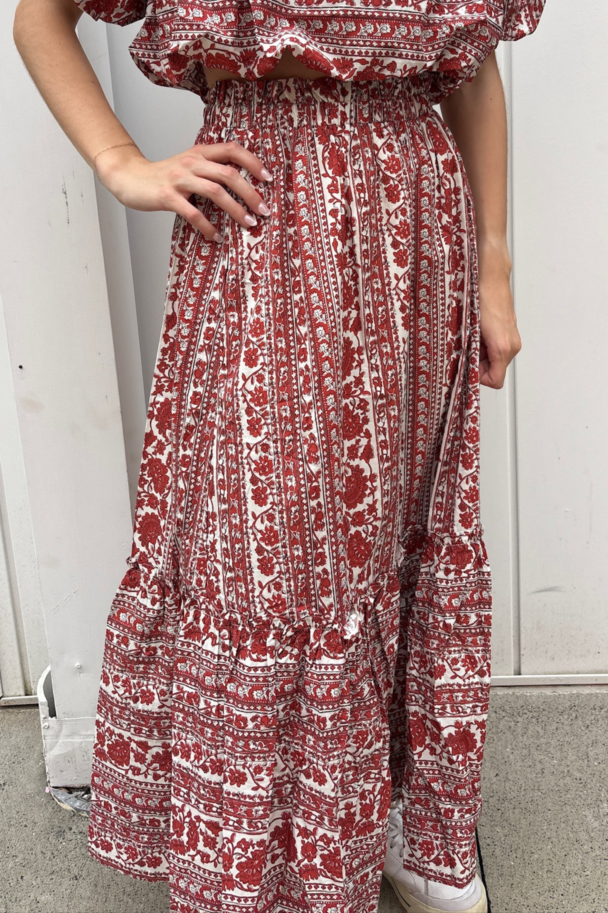 Kylie Midi Skirt - Red