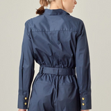 Big Pocket Button Romper - Navy