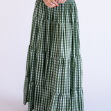 Lucy Smocked Maxi Skirt - Gingham Olive