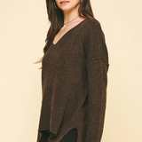 Bailey Vneck Sweater - Smoke Brown