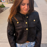 Fifi Fluffy Cardigan Jacket - Black