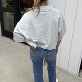 Baylor Marled Short Sleeve Sweater - Heather Grey
