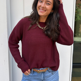 Daphne Cropped Pullover Sweater - Oxblood