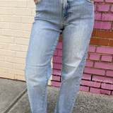 Halle Bowed Straight Leg - Light Denim