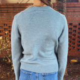Emma Mock Neck Sweater - Blue Grey