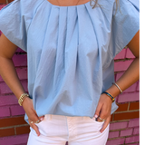 Tia Short Sleeve Top - Light Blue