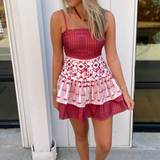 Cami Abstract Mini Dress - Maroon