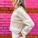 Zephyr Crop Stripe Sweater - Ecru / White