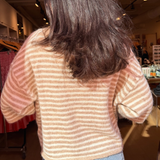 Sallie Striped Soft Knit Cardigan - Khaki/Ivory