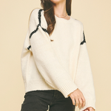Elle Contrast Stitch Sweater - Cream