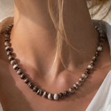 Autumn Marble Beaded Necklace - Multi Brown