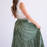 Lucy Smocked Maxi Skirt - Gingham Olive