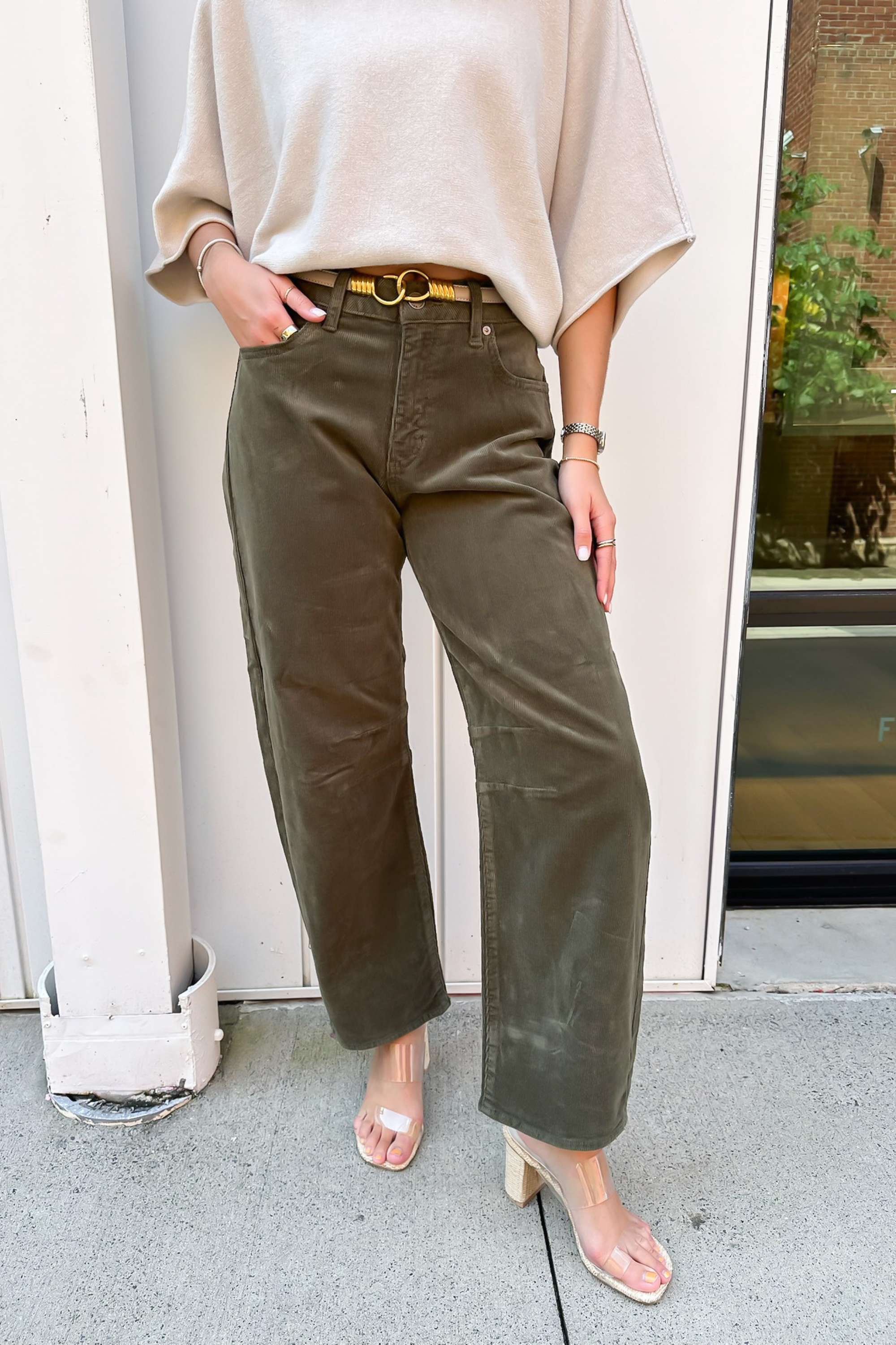 Cort Corduroy Barrel Jean - Dark Olive