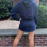 Terry Cropped Hoodie - Navy