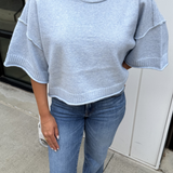 Baylor Marled Short Sleeve Sweater - Pastel Blue