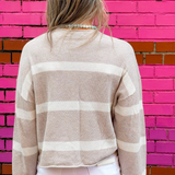 Zephyr Crop Stripe Sweater - Ecru / White