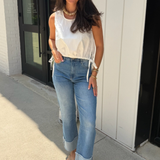 Janie Straight Cuffed Jeans - Blue Medium Wash