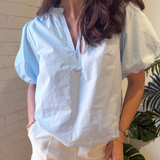 Bailee Bubble Sleeve Top - Powder Blue