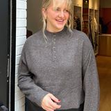 Tommie Button Sweater - Chestnut
