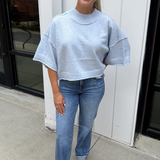 Baylor Marled Short Sleeve Sweater - Pastel Blue