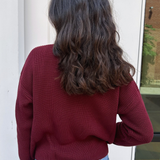 Daphne Cropped Pullover Sweater - Oxblood