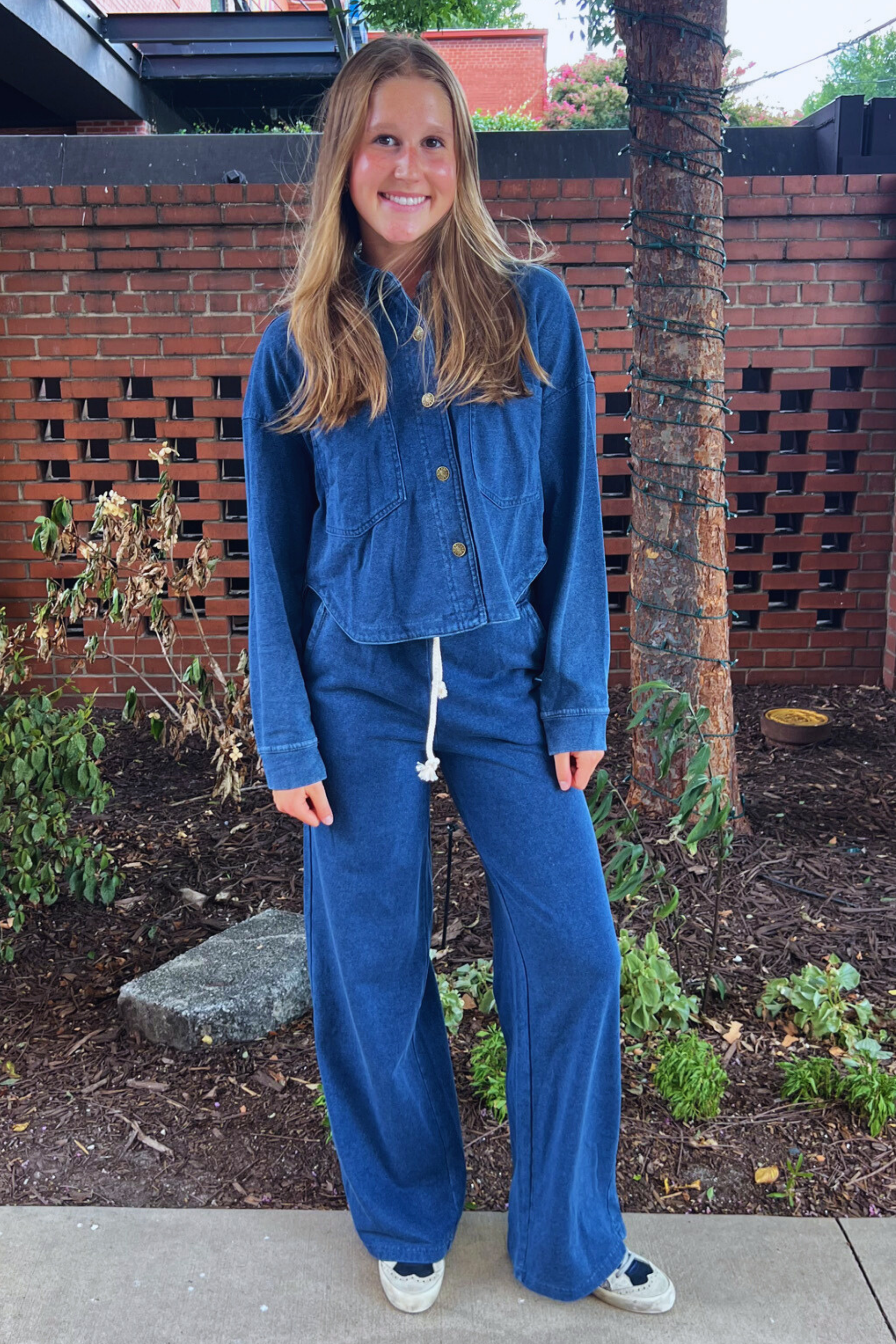 Cozy Denim Long Sleeve Shirt - Denim