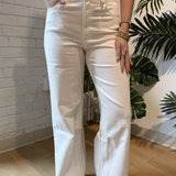 High Rise Palazzo Wide Leg Jean - White