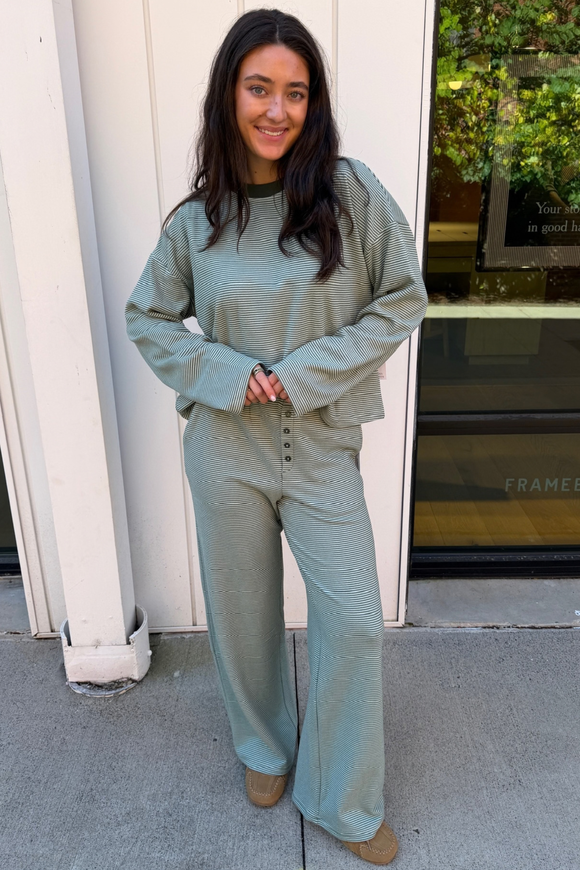 Collie Stripe Soft Knit Pants - Green