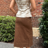 Glaieful Suede Maxi Skirt - Marron Glace