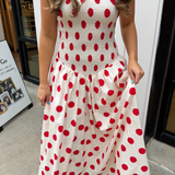 Devin Polka Dot Maxi Dress - Cream/Red