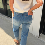 Janie Straight Cuffed Jeans - Blue Medium Wash