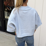 Baylor Marled Short Sleeve Sweater - Pastel Blue
