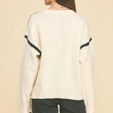 Elle Contrast Stitch Sweater - Cream