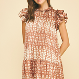 Dawson Printed Mini Dress - Red Brown