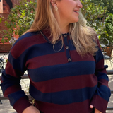 Lennon Rugby Collared Sweater - Oxblood Multi