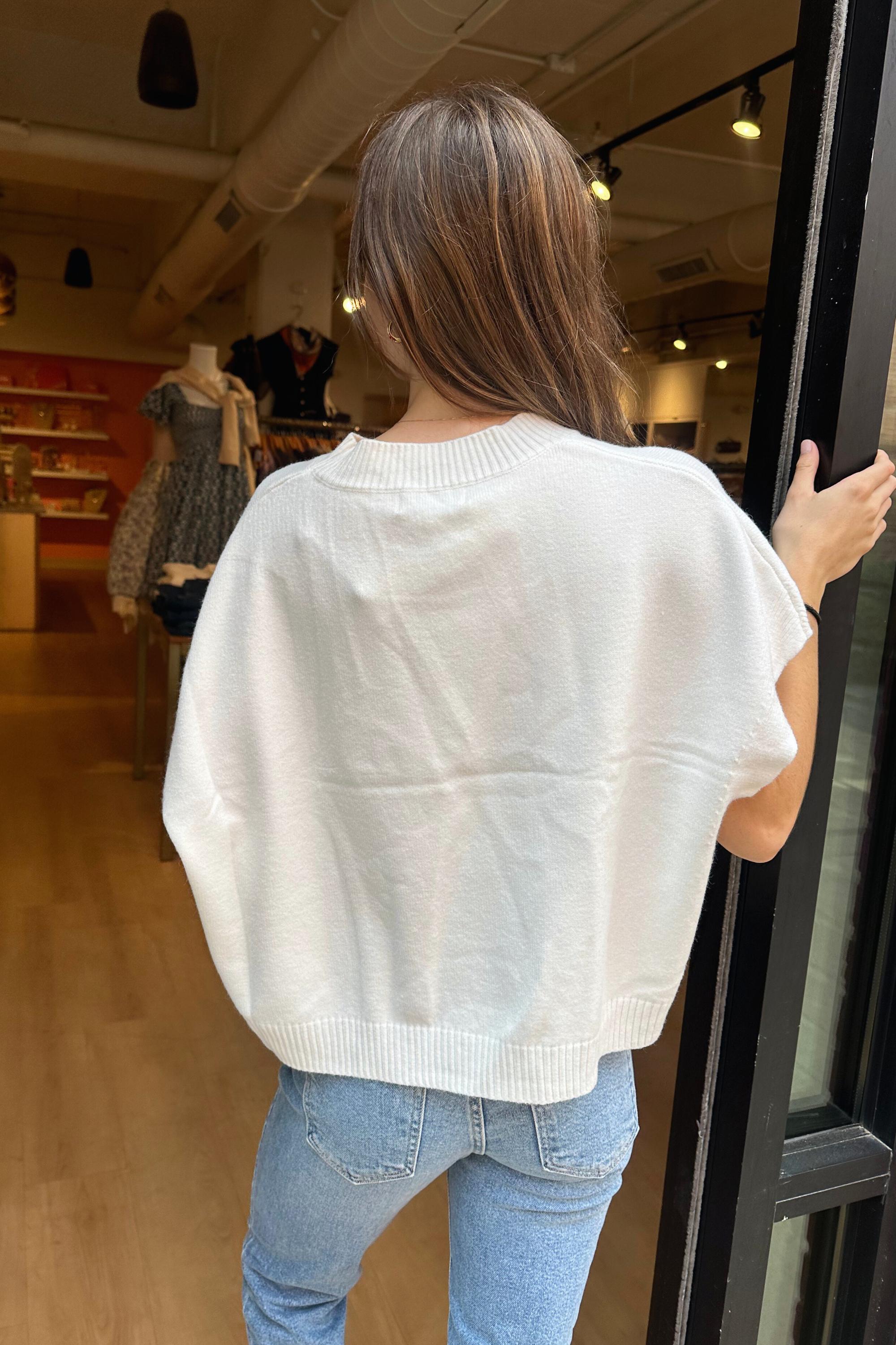 Ainsley Short Sleeve Knit Sweater - Ivory