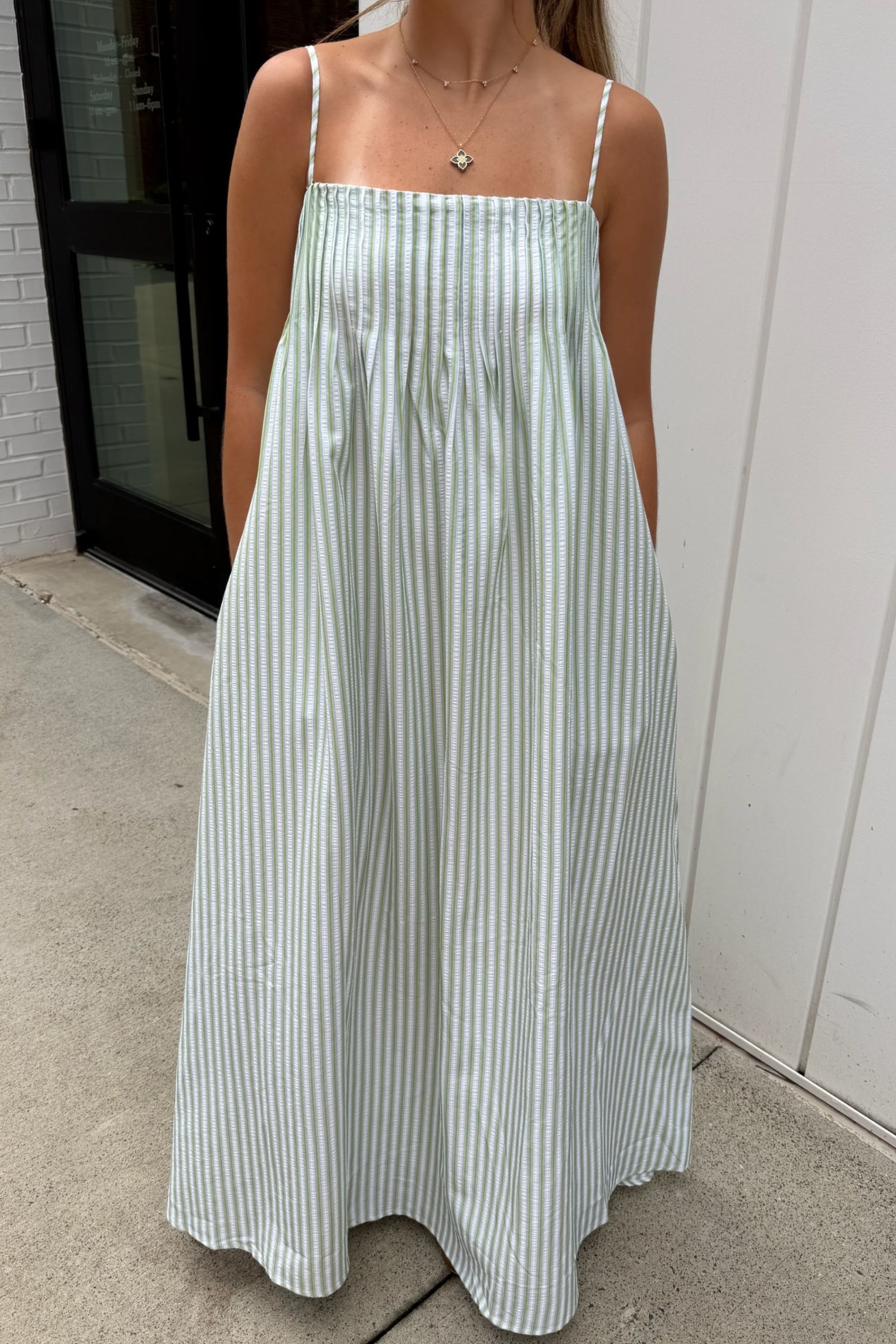 Gigi Striped Maxi Dress - Cream/Matcha