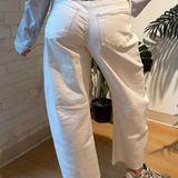 Bina Barrel Jean with Seams - Off White