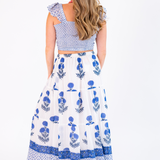 Jane Tiered Maxi Skirt - Poppy Cornflower