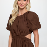 Poppy Poplin Cutout Maxi Dress - Brown