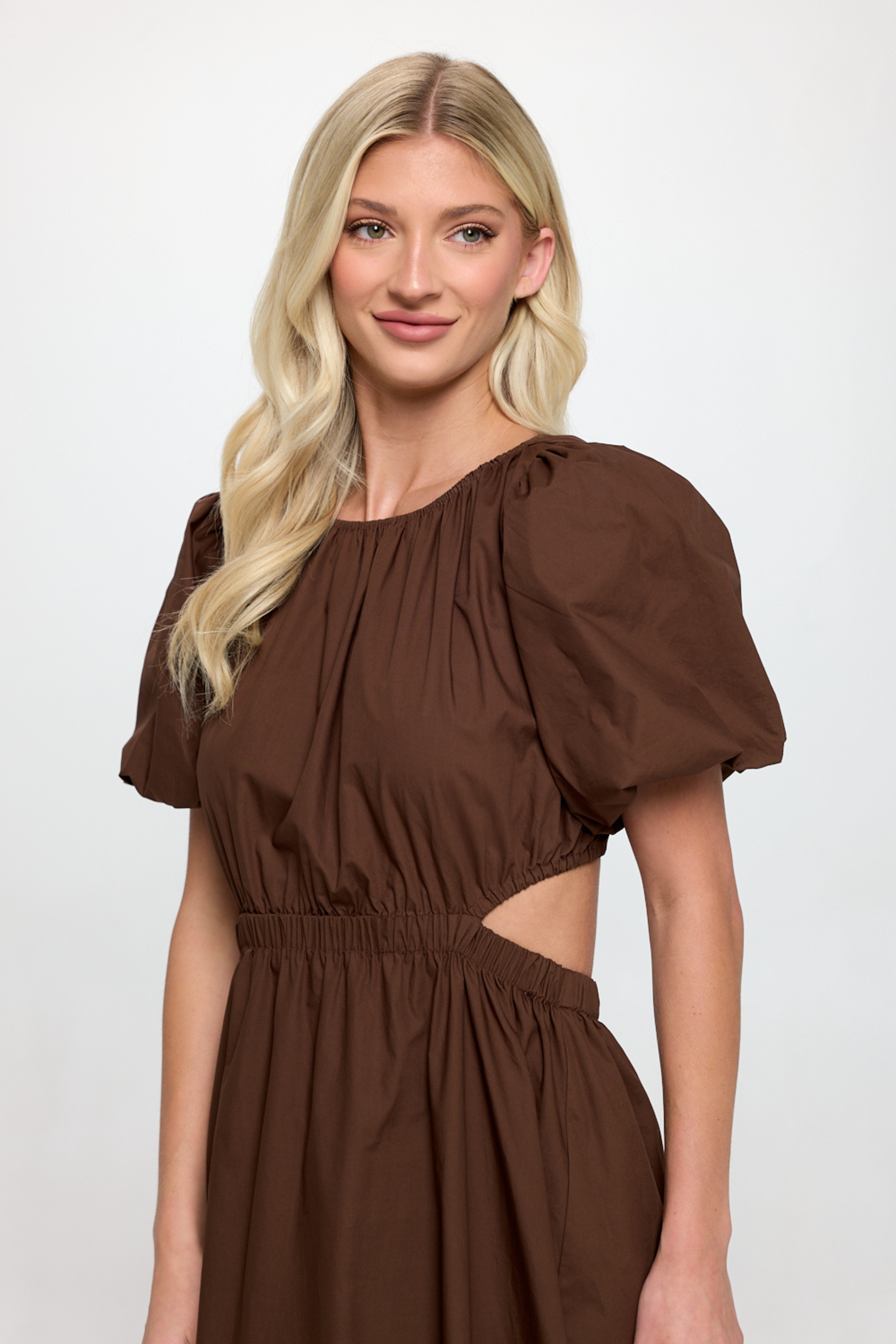 Poppy Poplin Cutout Maxi Dress - Brown