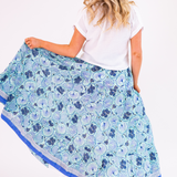 Lucy Smocked Maxi Skirt - Hibiscus Seafoam