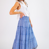 Britt Smocked Midi Skirt - Fishnet Cornflower