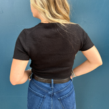 Sami Crop Short Sleeve Sweater - Black