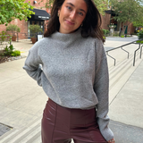 Hannah Mock Neck Sweater - Light Grey