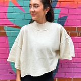Baylor Marled Short Sleeve Sweater - Ivory