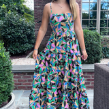 Laney Tiered Maxi Dress - Black Multi