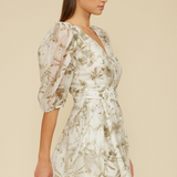 Alexis Belted Mini Dress - Ivory/Olive