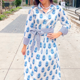 Kissy Belted Shirt Maxi Dress - White Bluebell