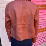 Flora Faux Leather Jacket - Faded Rose